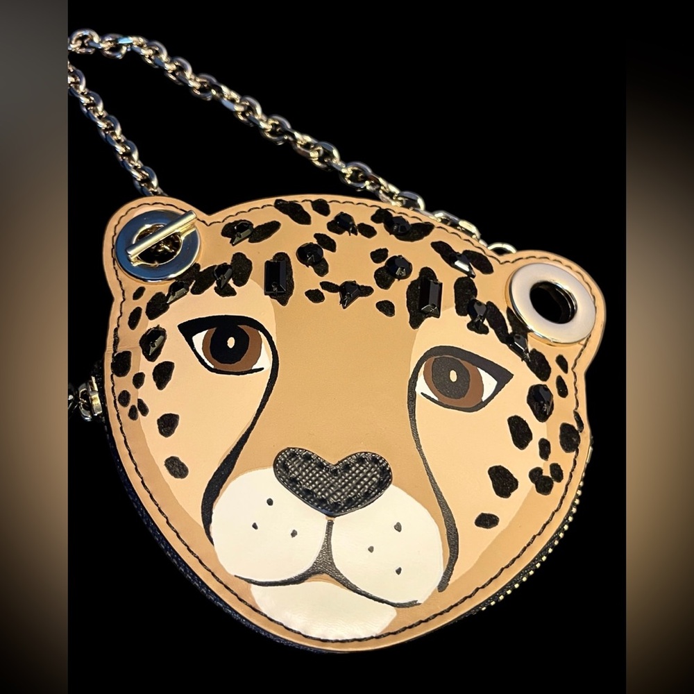 Kate Spade Cheetah Face Key & Card Holder - Brown and Black - Picture 2 of 14